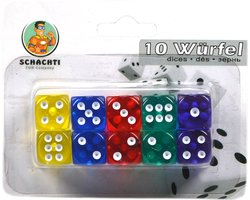 TopTen Dobbelstenen - 10x - kleurenmix - kunststof - bordspellen - dobbel spellen