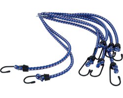 Bagage spin/spanelastiek voor fiets/auto - blauw - 80 cm - rubber met 4 spinhaken