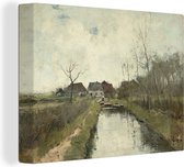 Cottage sur un fossé - Peinture d'Anton Mauve Toile 160x120 cm - Tirage photo sur Toile (Décoration murale salon / chambre) XXL / Groot format!