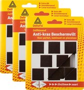 Deltafix Anti-krasvilt - 24x - zwart - 25 x 25 mm - vierkant - zelfklevend - meubel beschermvilt