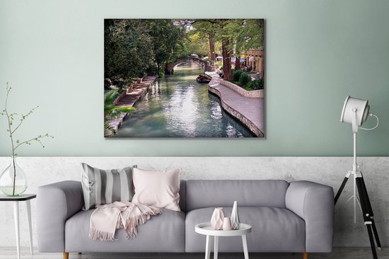 Peintures sur toile Rivière - Ville - Texas - 120x90 cm - Décoration murale