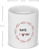 Akyol - auntie i love you Spaarpot - Tante - de liefste tante - verjaardagscadeau - verjaardag - cadeau - cadeautje voor tante - tante artikelen - kado - geschenk - gift - 350 ML inhoud