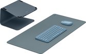 Aptiq Laptop Werkplek Set – Ergonomisch – Toetsenbord - Muis - Desk Mat - Laptopstandaard – Draadloos – Blauw