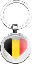 Sleutelhanger Glas - Hart Vlag België
