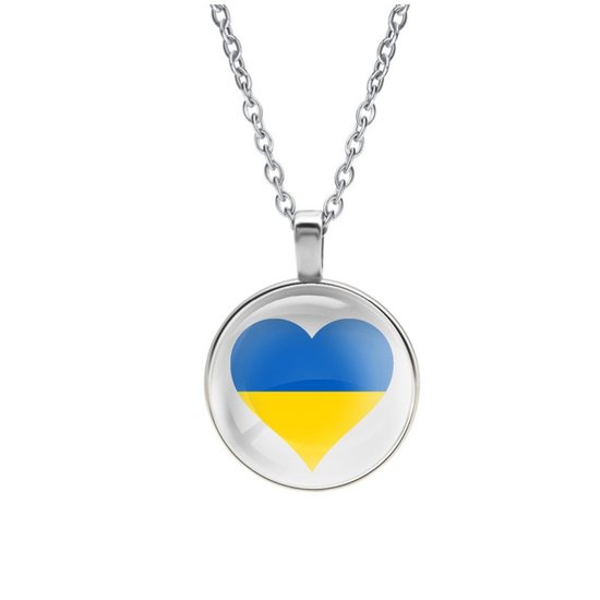 Ketting Glas - Hart Vlag Oekraine