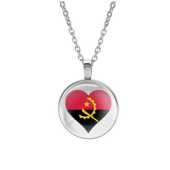 Ketting Glas - Hart Vlag Angola