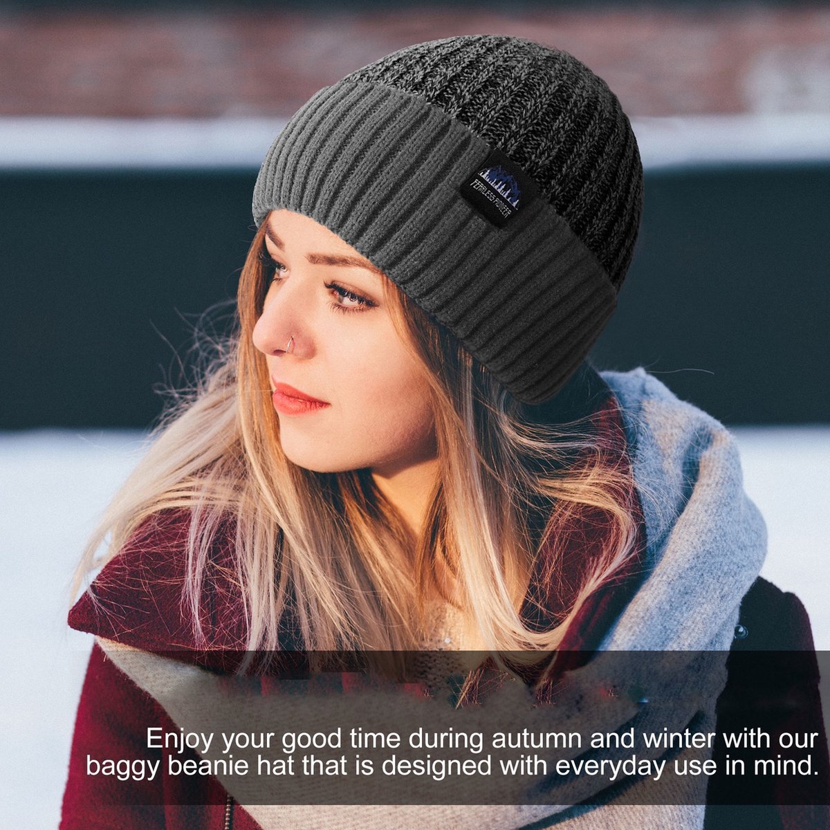 Muts- Muts Heren- Muts Dames- Beanie- Fleece Voering- Ski Muts- Elastische- One Size- Grijs