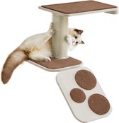 orion store - Kattenladder - kattenbord aan de muur - klimmuur voor katten - kattenborstel - viltpads verwisselbaar - wasbaar - eenvoudige montage en demontage - havermout bruin / koffiebruin - 44.29cm x 30.1cm x 17.5cm