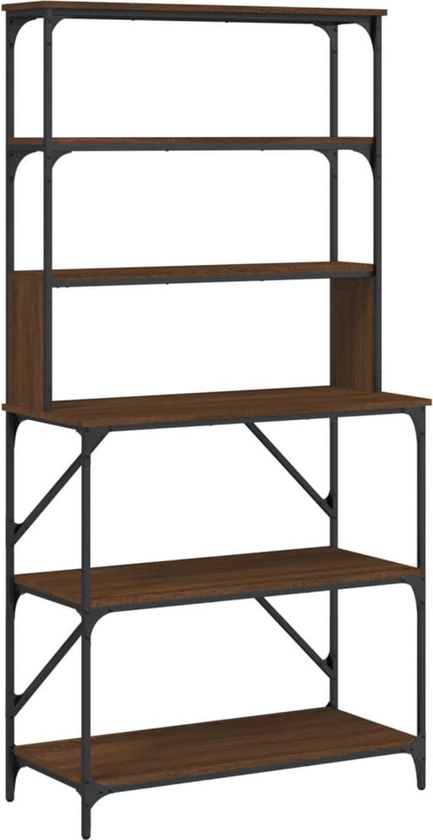 vidaXL - Bakkersrek - 6-laags - 90x40x180 - cm - bewerkt - hout - bruin - eikenkleur