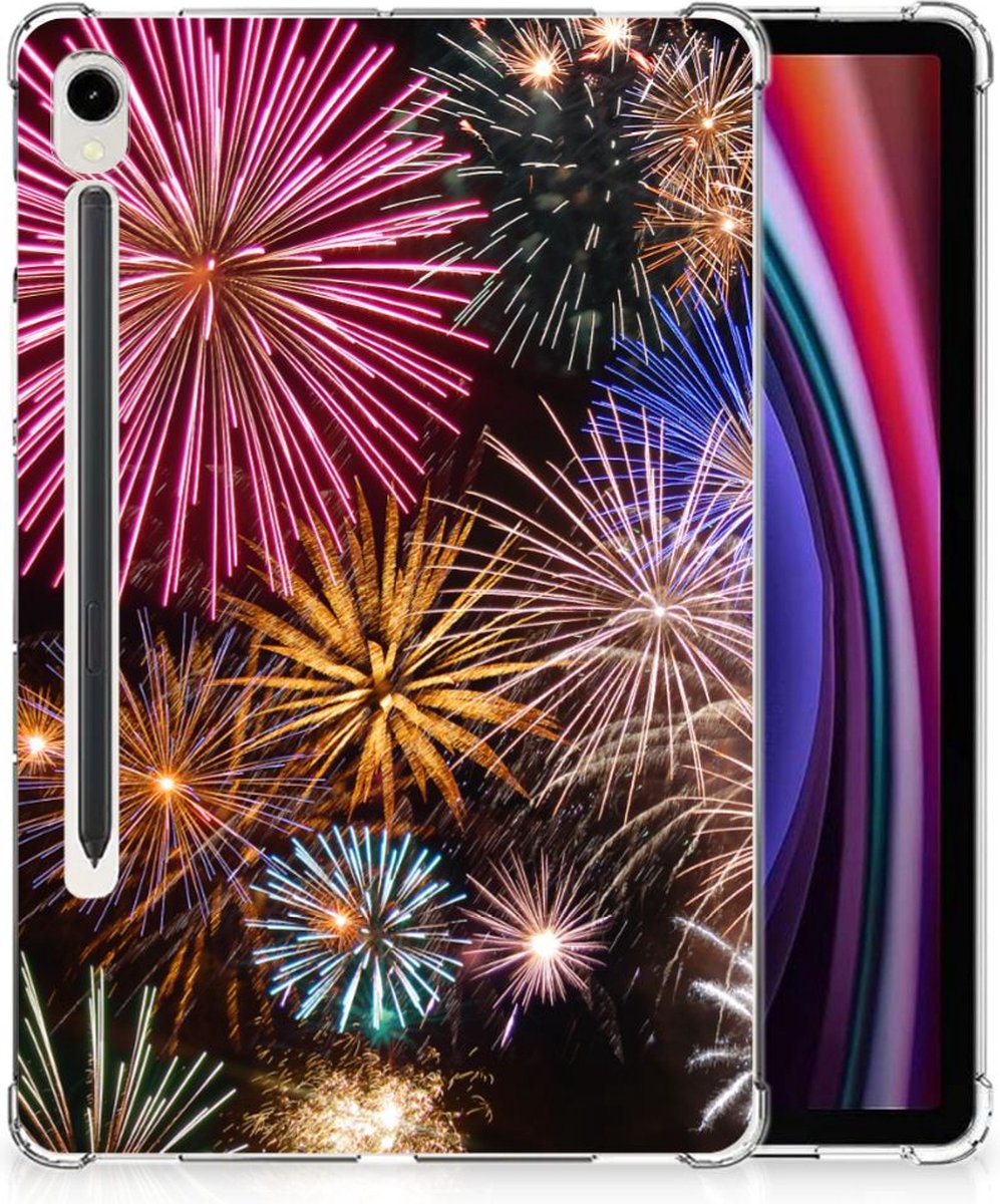 Samsung Galaxy Tab S9 Leuke Siliconen Hoes Vuurwerk
