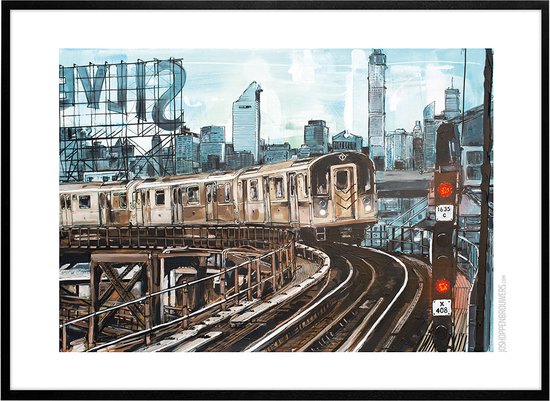 New York metro print 71x51 cm *ingelijst & gesigneerd