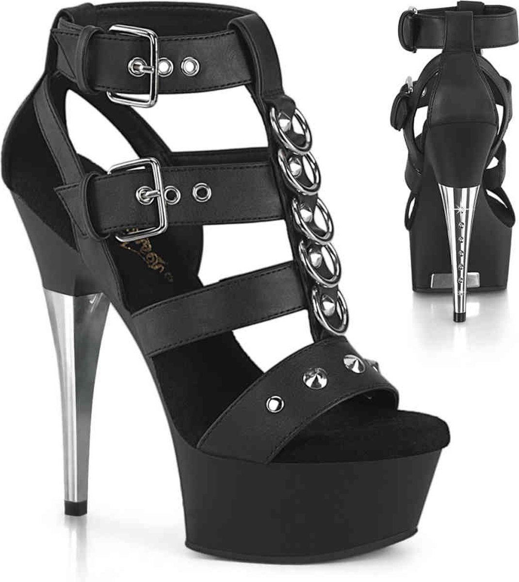 Pleaser CAPTIVA-658 Sandaal met enkelband 35 Shoes Zwart