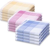 JEMIDI Mouchoirs femme 100% coton - 30 x 30 cm - Set de 12 - Mouchoirs réutilisables pour adulte - En bleu/rouge/beige