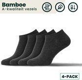 Bamboe Sneakersokken | Bamboe Enkelsokken | Bamboe Sokken | Anti-zweet Sokken | Naadloze Sokken | 4 Paar - Antraciet | Maat: 43-45 | Merk: Bamboosa