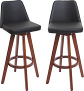 Set van 2 barkrukken MCW-C43, barkruk counter stool, hout imitatieleer draaibaar ~ zwart