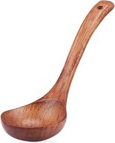 Wooden Soup Ladle, Natural Wood Soup Spoon, Porridge Spoon, 27 cm Length