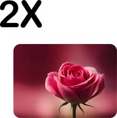 BWK Luxe Placemat - Roze Rode Roos - Bloem - Set van 2 Placemats - 40x30 cm - 2 mm dik Vinyl - Anti Slip - Afneembaar