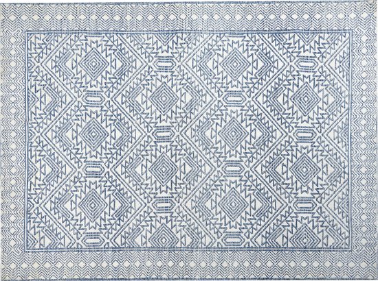 KAWAS - Vloerkleed - Blauw/Wit - 300 x 400 cm - Polyester