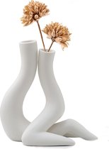 Ceramic Vase, Set of 2, White, Matte White Vase for Pampas Grass, Boho Vase Decoration for Living Room, Kitchen, Wedding or as a Gift, Minimalist Gift, A