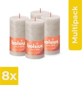 Bolsius - Rustieke Kaars - 4 Stuks - Licht Grijs - 13cm - Voordeelverpakking 6 stuks