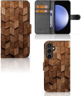 Book Style Case geschikt voor Samsung Galaxy S23 FE Wooden Cubes