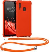 kwmobile telefoonhoesjegeschikt voor Samsung Galaxy A20e - Hoesje van siliconen met telefoonkoord - In fruitig oranje