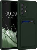 kwmobile telefoonhoesje geschikt voor Samsung Galaxy A53 5G - Hoesje met pasjeshouder - TPU case in donkergroen