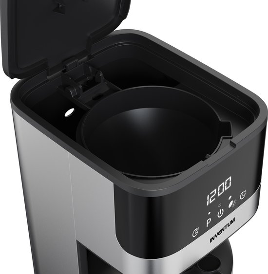 Inventum KZ818D - Koffiezetapparaat - 1,2 liter - 10 kopjes - Filter 1x4 - Thermoskan - Display met timer - Filterkoffie - RVS/Zwart