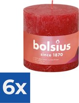 Bolsius Stompkaars Delicate Red Ø100 mm - Hoogte 10 cm - Rood - 62 branduren - Voordeelverpakking 6 stuks
