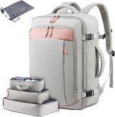 Handbagage, reisrugzak, uitbreidbare rugzak, handbagage, vliegtuig, laptoprugzak voor 17 inch, dames en heren, vlieggoedgekeurd, dagrugzak voor reizen, weekends