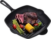 Cast Iron Grill Pan without Coating, Enamelled Cast Iron Frying Pan for Gas Grill Stove Oven, Steak Pan Induction, Easy to Clean, Black