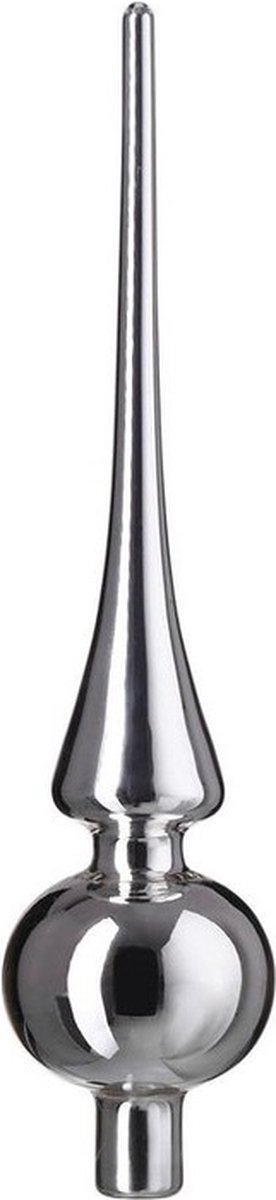 Decoris Kerstboom piek - 1x - zilver - 26 cm - glas - glans - kerstpiek - kerstboom topper - Pieken/kerstpieken
