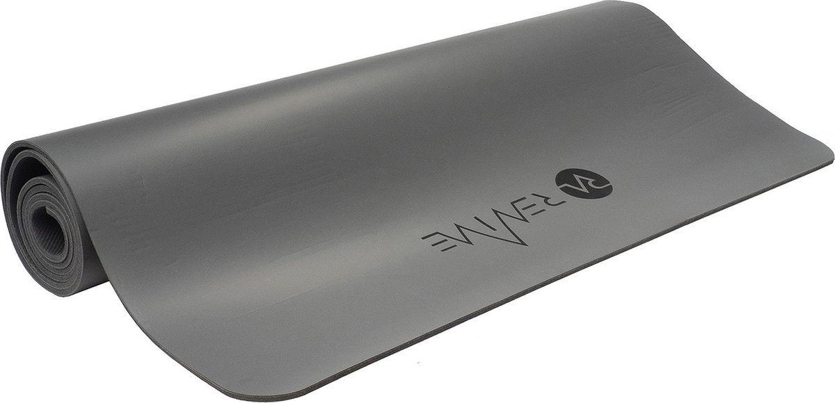 REVIVE eco / duurzame Yogamat "EARTH" - exercise / fitness mat - kleur charcoal - 183 x 68 cm, 5 mm dikte, van natuur rubber