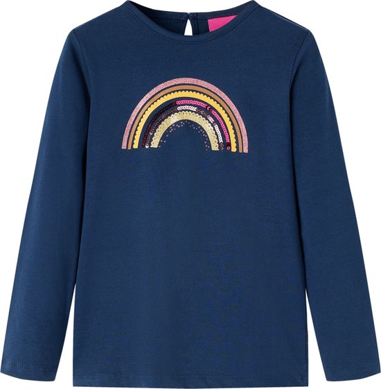 vidaXL-Kindershirt-met-lange-mouwen-regenboogprint-116-okerkleurig