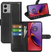 Motorola Moto G84 Hoesje - MobyDefend Kunstleren Wallet Book Case (Sluiting Voorkant) - Zwart - GSM Hoesje - Telefoonhoesje Geschikt Voor Motorola Moto G84