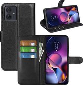 Motorola Moto G54 Hoesje - MobyDefend Kunstleren Wallet Book Case (Sluiting Voorkant) - Zwart - GSM Hoesje - Telefoonhoesje Geschikt Voor Motorola Moto G54