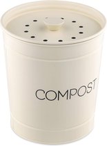 Compostbak Afvalbak voor organisch afval – 3 L emmercontainer voor afval – GFT-container met 3 koolstoffilters – crèmewit