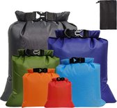 Pack van 6 waterdichte opbergzakken, 1,5/2,5/3/3,5/5/8L lichtgewicht droge tas polyester droge tassenset voor watersport wandelen kamperen (meerkleurig)