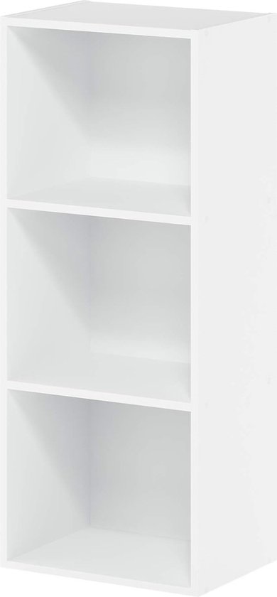Open boekenkast, met 3 vakken, hout, wit, 30,5 x 23,6 x 80 cm