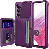Étui portefeuille adapté pour Samsung Galaxy A34 - Coque arrière avec porte-carte - Étui de téléphone pour carte de débit - Porte-carte à l'arrière - Étui avec aimant pour support de voiture Violet
