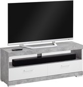 Meuble TV Cristal 120cm - béton / blanc brillant
