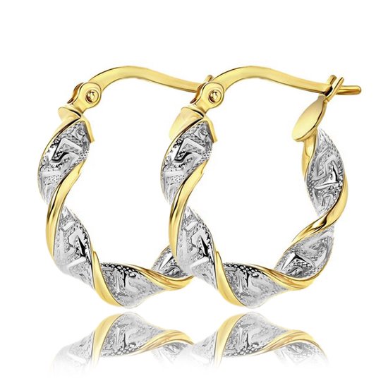 Juwelier Zwartevalk - 14 karaat gouden bicolor wokkel oorbellen 12.217/17mm--