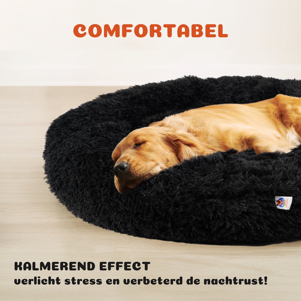 Pet Perfect Donut Hondenmand 100 cm - Fluffy Hondenkussen - Hondenbed - Zwart - Wasbaar thumbnail 8