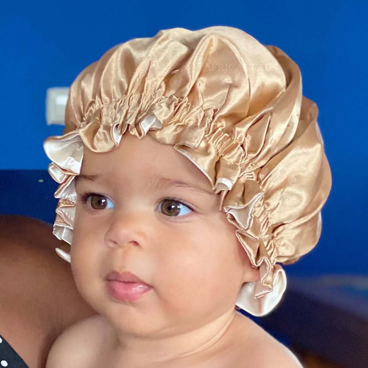 Kaki Satijnen Slaapmuts voor Kinderen van 3-7 jaar AfricanFabs® / Kinder Hair Bonnet / Haar bonnet van Satijn / Satin bonnet