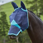 Weatherbeeta - Fine Mesh Mask - Vliegenmasker - Met Oren & Neus - Navy Turquoise - Maat Pony