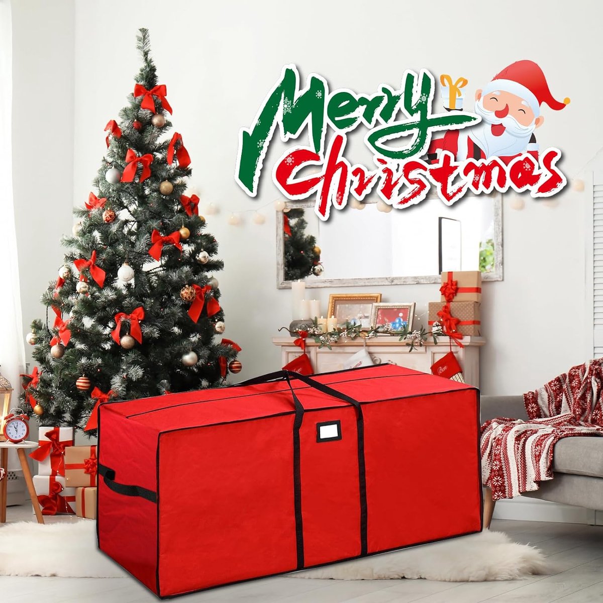 Grand sac pour sapin de Noël,Stockage d'arbre de Noël artificiel  imperméable | Étui de rangement pour décorations de vacances, bac  fourre-tout pour la