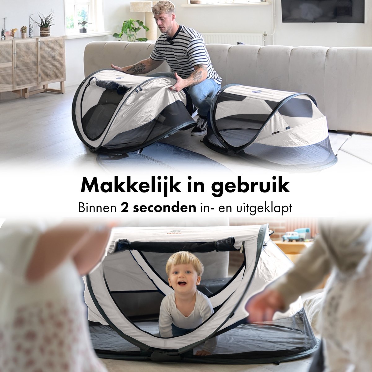 Deryan Peuter Luxe Campingbedje – Inclusief zelfopblaasbare matras - Cream thumbnail 4
