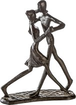 sculptuur - decoratieve figuur modern - dansen - dansend paar - ijzer - gepolijst - hoogte 17 cm