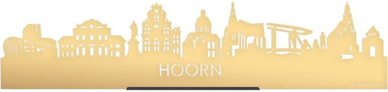 Standing Skyline Hoorn Goud Metallic - 60 cm - Woondecoratie design - Decoratie om neer te zetten en om op te hangen - Meer steden beschikbaar - Cadeau voor hem - Cadeau voor haar - Jubileum - Verjaardag - Housewarming - Interieur - WoodWideCities