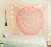 raajsee Indian Cotton Mandala Throw, Rose Gold Ombre Boho Room Decoration, Hippie Wall Tapestry, 208 x 233 cm